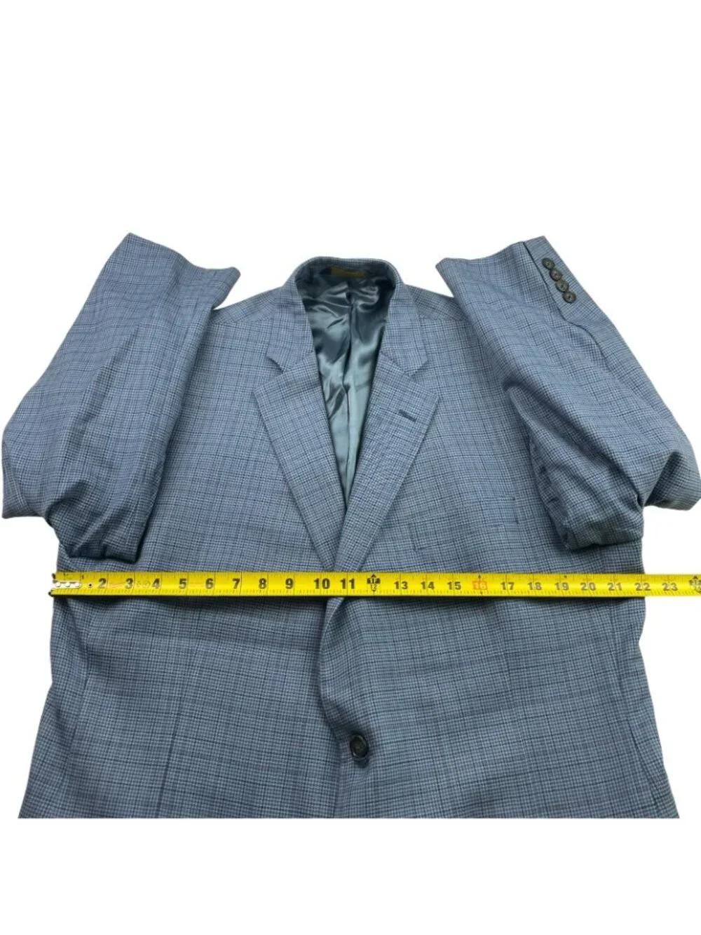 Brooks Brothers Men's Fitzgerald 100% Wool Blazer Blue Houndstooth Plaid • 46R